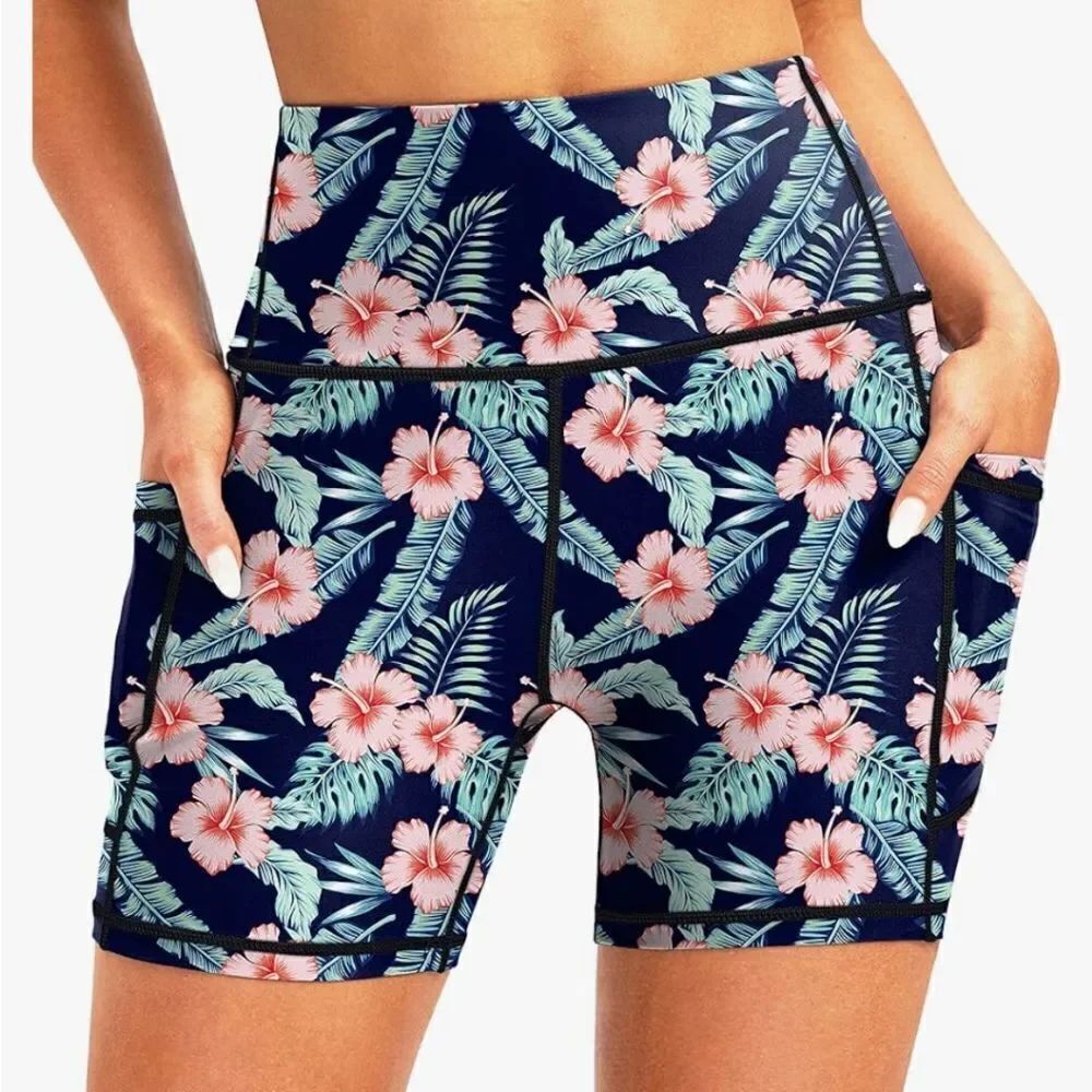 Women's XL Board Shorts Sooth Tummy Control Swim Tennis Pickleball 5" Inseam. W1